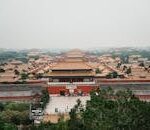 Stunning aerial view of the Forbidden City in Beijing, showcasing traditional Chinese architecture.